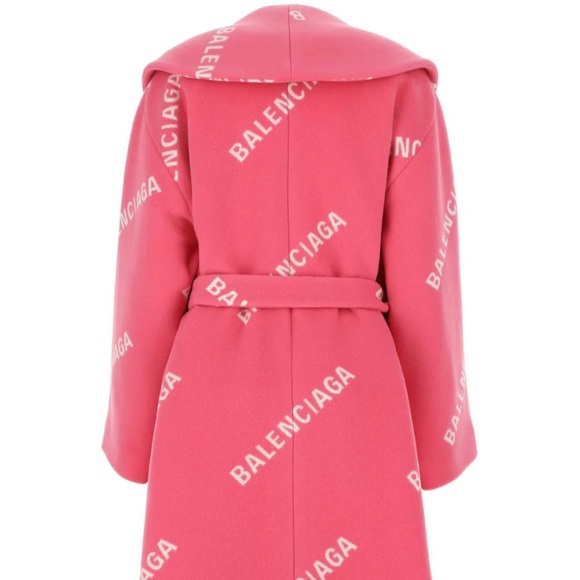 Pink Balenciaga All over oversized Logo Coat - size Small / Medium - Picture 3 of 9